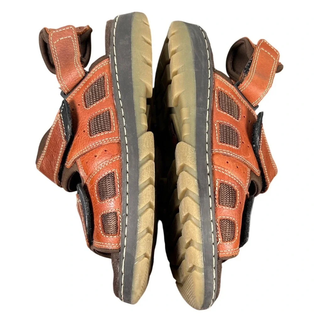 Earth Shoe Highlander Mens Sandals Brown Leather Fisherman Lug Sole Hiking 8.5